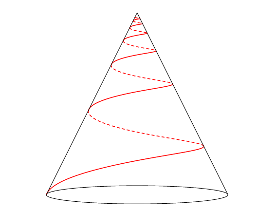 Conical helix on the circular cone.