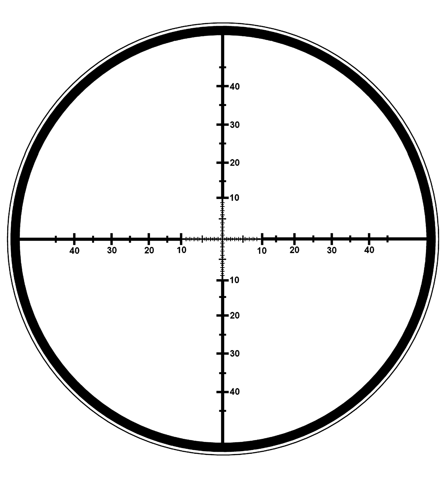 The picture of a reticle with vertical and horizontal scales,