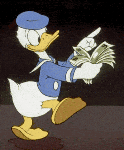 Donald duck counting money GIF