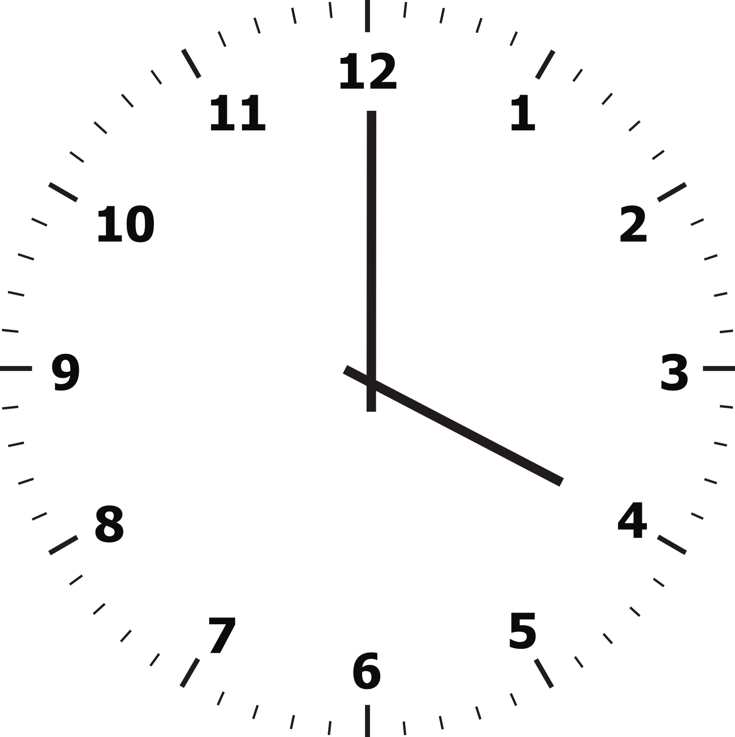 An analog clock showing four o'clock