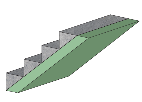 Illustration showing the carriage and the steps of a flight of stairs.