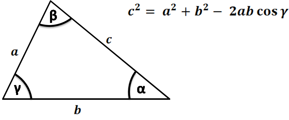 triangle sides and angles, law of cosines formula