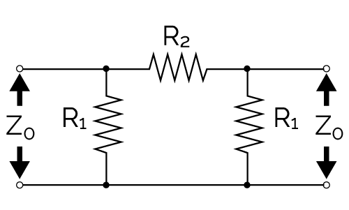 Pi attenuator with equal impedances
