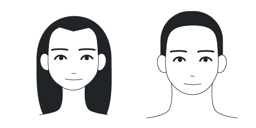 A male and female round face.