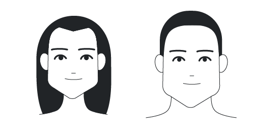 A male and female diamond-shaped face.