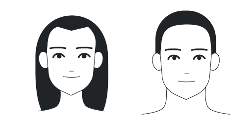 A male and female heart-shaped face.