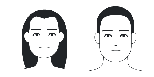 A male and female oblong face.