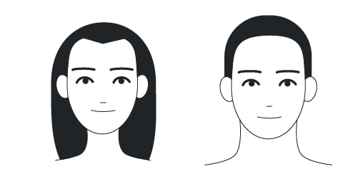 A male and female oval face.