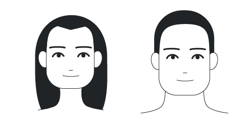 A male and female square face.