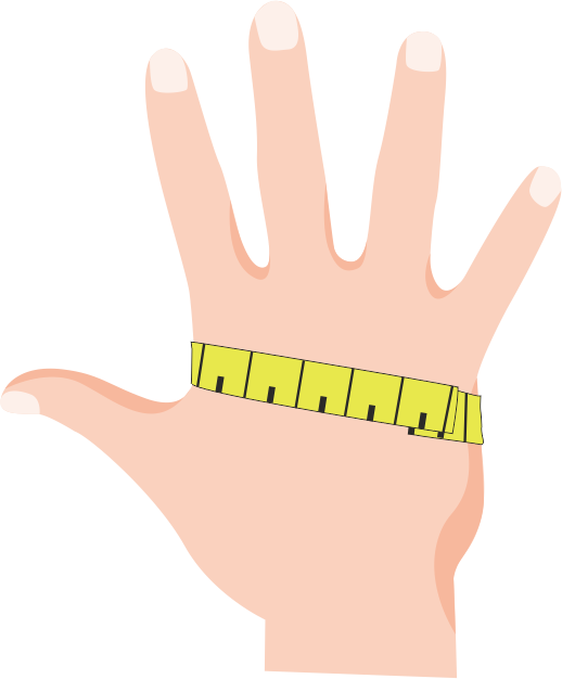 Measurement of the hand for fitting a glove by measuring tape