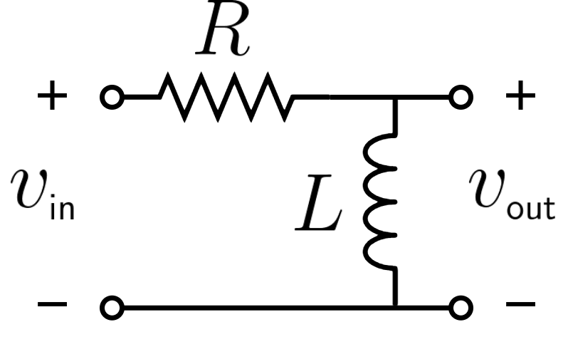 An RL high-pass filter circuit diagram.