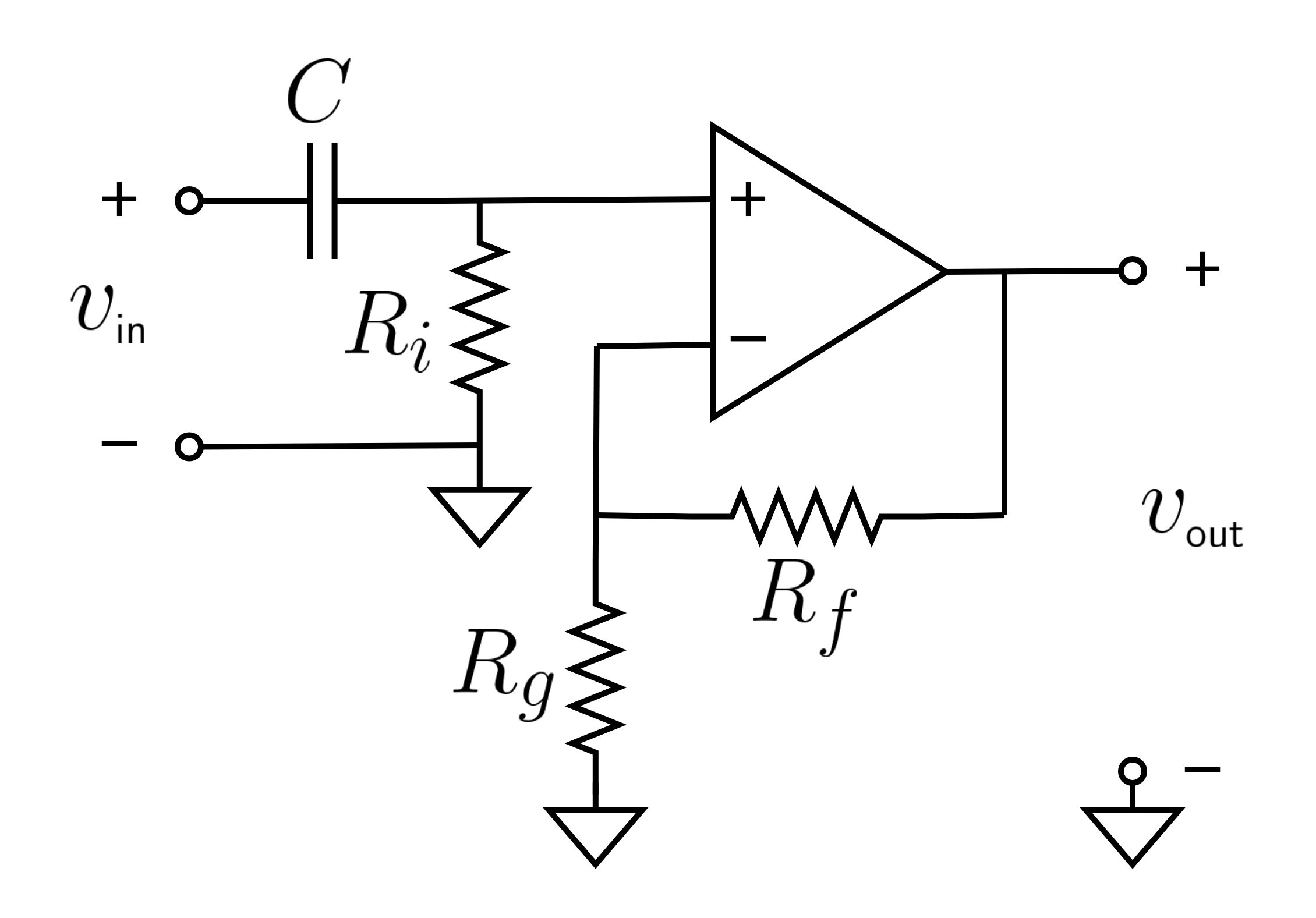 A non-inverting op-amp high-pass filter circuit diagram.