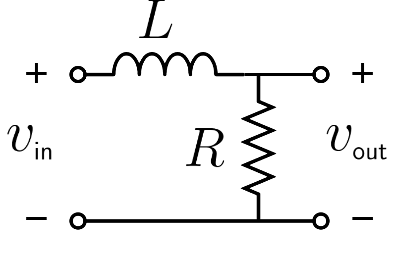 An RL low-pass filter circuit diagram.
