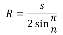 Formula for R that is used to describe regular polygons moment of inertia