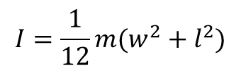 Thin rectangular plate moment of inertia formula I = 1/12m(w² + l²)