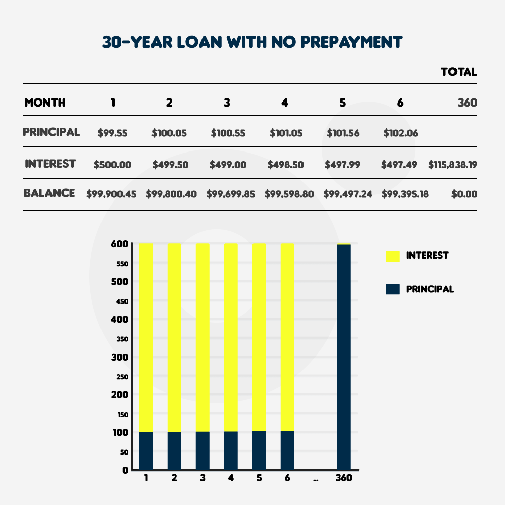 30-year mortgage loan with no prepayment