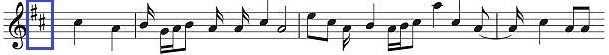 Key signature section on sheet music.