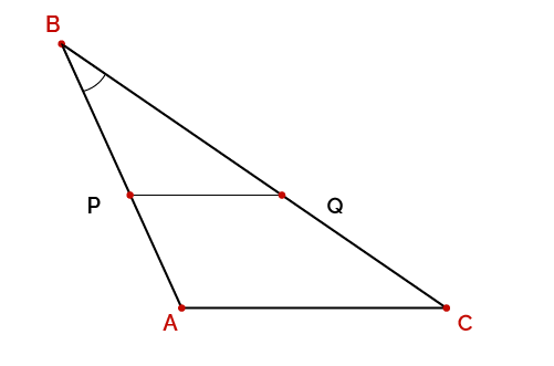 Two triangles with a common vertex (shared angle).
