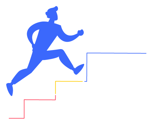 Stairs calorie calculator: woman jogging upstairs.