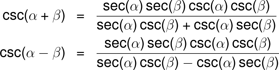 The cosecant sum and difference identities.