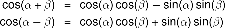 The cosine sum and difference identities.