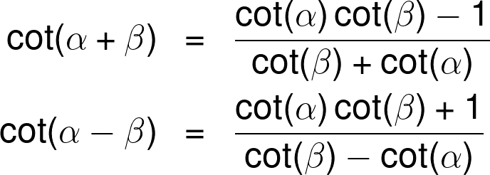 The cotangent sum and difference identities.