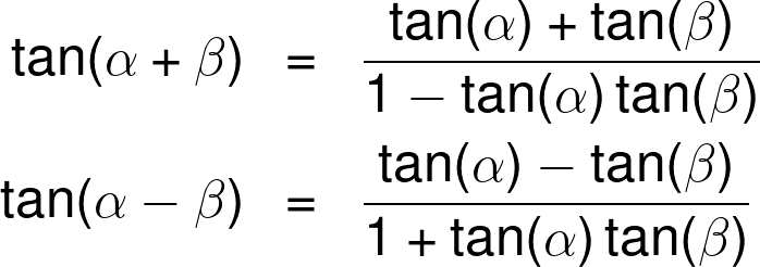 The tangent sum and difference identities.